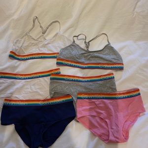 Calvin Klein rainbow bralette and hipster short